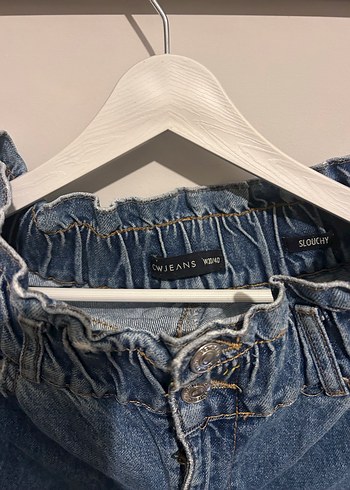 Kadın Mavi Denim Bel Detaylı Mom Kesim Jean - Görsel 2