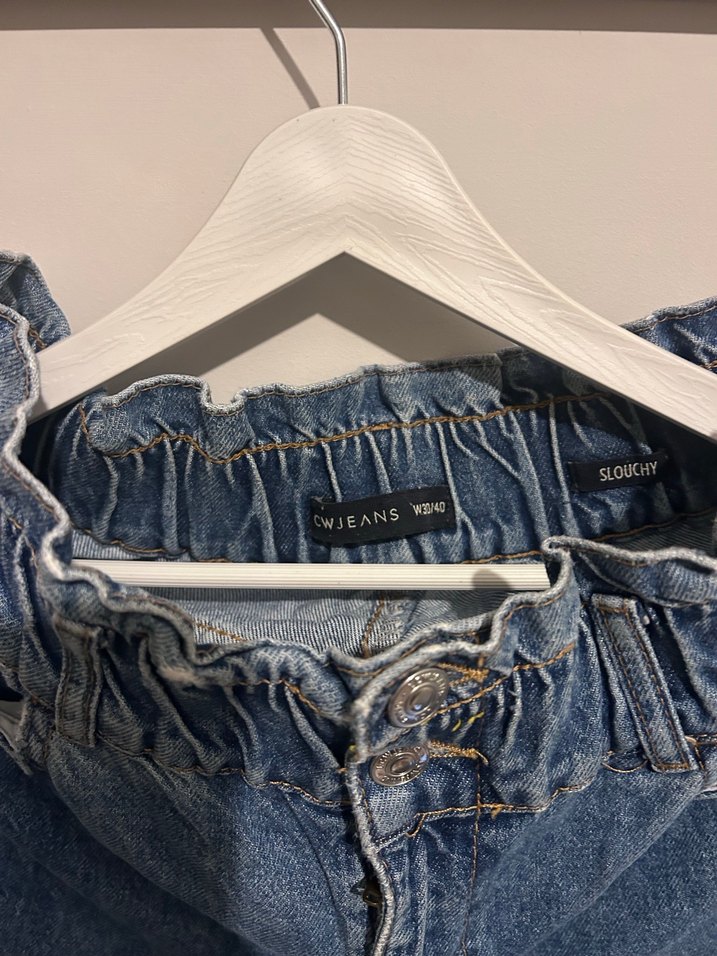 Kadın Mavi Denim Bel Detaylı Mom Kesim Jean - Görsel 2