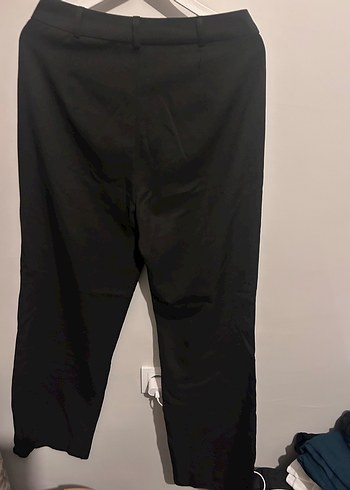 Siyah Keten Rahat Kesim Kadın Kumaş Pantolon - Görsel 3