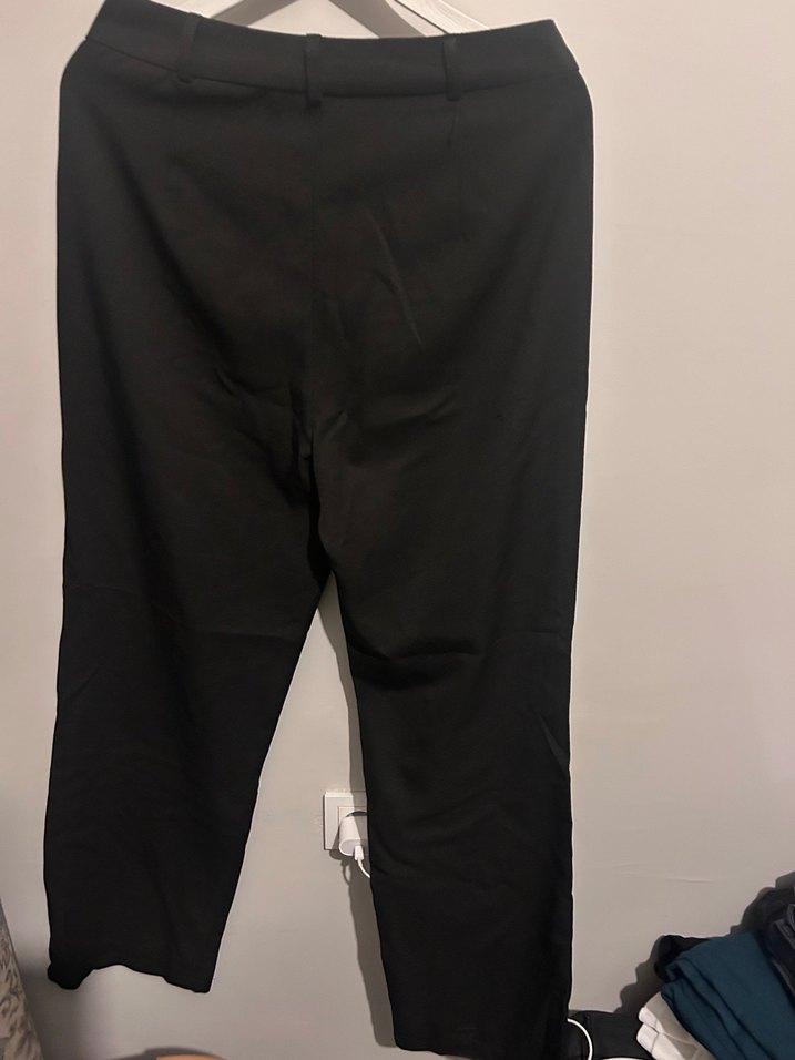 Siyah Keten Rahat Kesim Kadın Kumaş Pantolon - Görsel 3