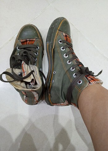 Converse yeşil Ekose Desenli Kadın converse muadili
