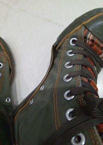 36 Beden gri Renk yeşil Ekose Desenli Kadın converse muadili