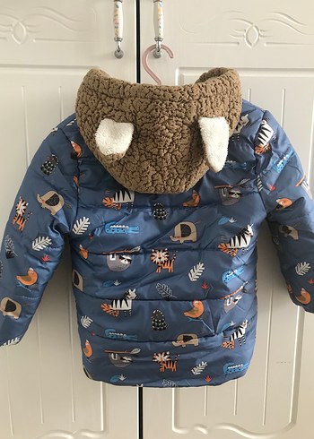Erkek Çocuk Mavi Baskılı Kürklü Mont - Görsel 3
