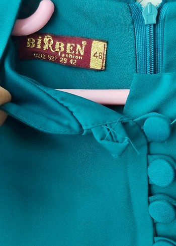 Önden düğmeli pamuklu saten elbise - Görsel 4