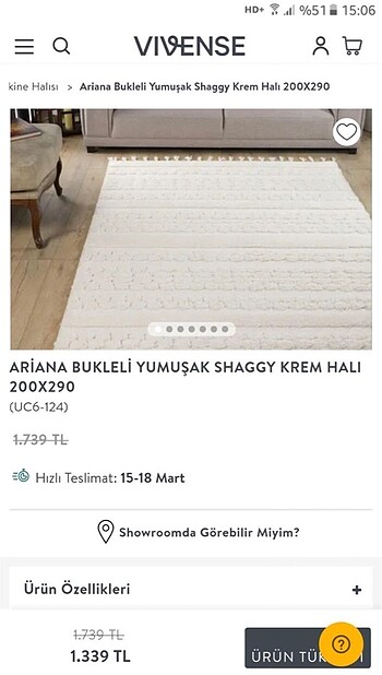 Ariana Bukleli Yumuşak Shaggy Krem Halı 200x290