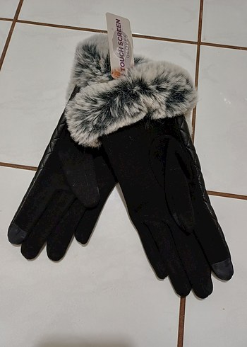 Yeni sıfır ürün M eldiven Kürk Gri Deri siyah Kadın Eldiveni - Görsel 2