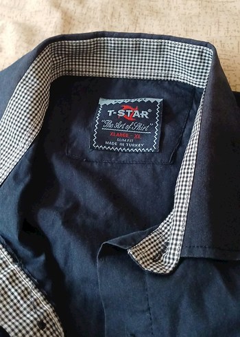 XL Düğmeli Kısa Kollu Mavi Denim Erkek Gömlek - Görsel 8