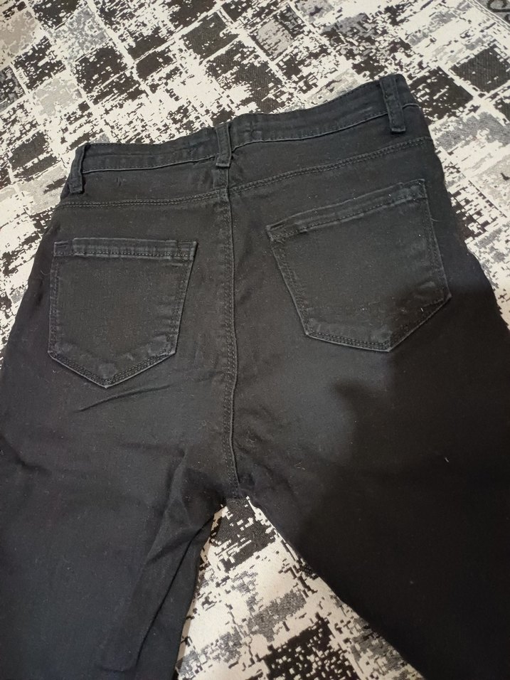 Siyah 
 Kadın Denim Siyah kot Pantolon - Görsel 5