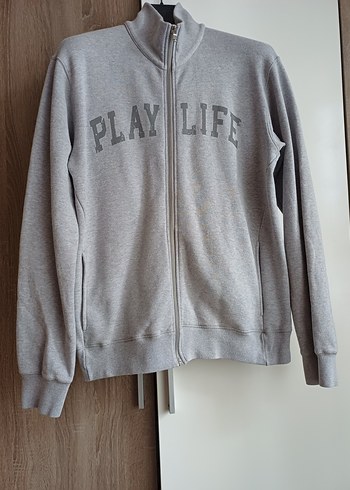 Gri Fermuarlı  Erkek Sweatshirt - Görsel 2