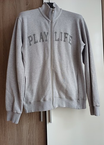 Gri Fermuarlı  Erkek Sweatshirt - Görsel 4