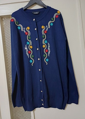 Diğer Bohem Nakisli Lacivert Triko Hirka Omuz 44 Gogus 50 Boy 71