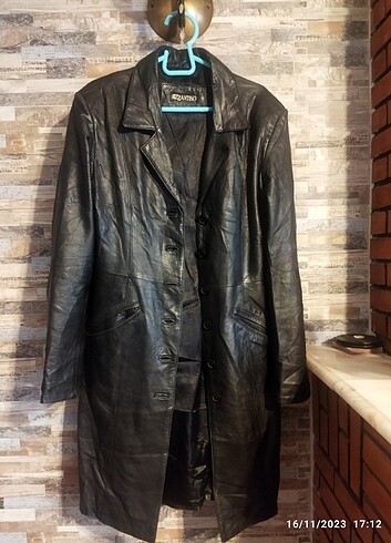 vintage uzun deri ceket