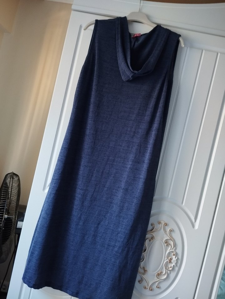 Kadın Lacivert Uzun Salaş yelek - Görsel 3