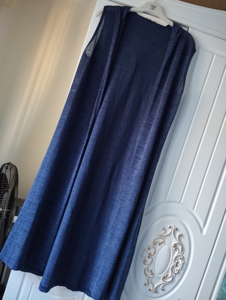 Kadın Lacivert Uzun Salaş yelek - Görsel 2