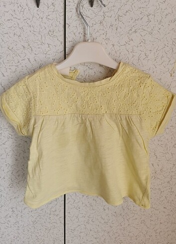 12-18 Ay Beden sarı Renk Zara kız bebek tişörtleri