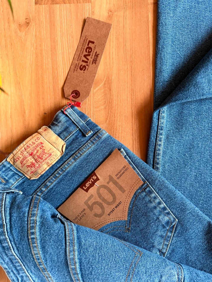 Levis 501 Mavi Denim Jean — görsel 3/9