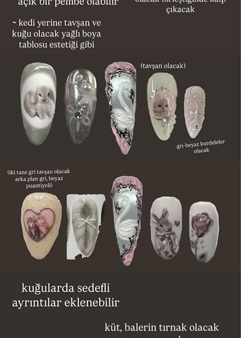 Tavşan ve Kuğu Tasarımlı Tırnak