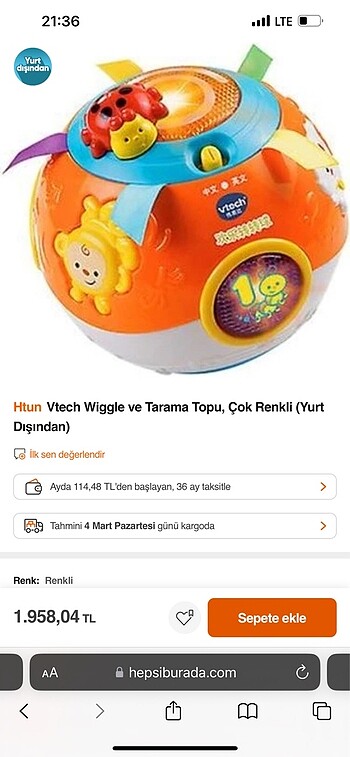 Vtech emekleme topu