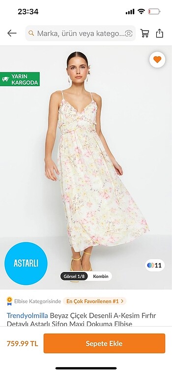 Trendyolmilla beyaz çiçek desenli elbise