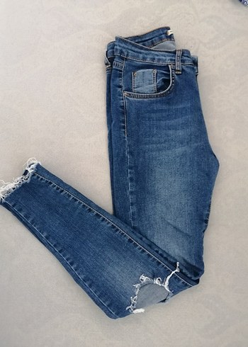 Kadın Mavi Denim Midi Boy Laced Jean