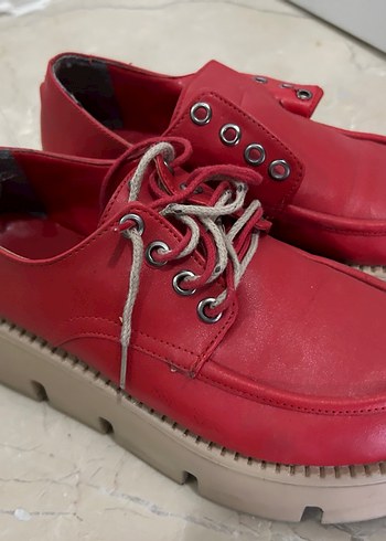 Kırmızı Kadın Casual Dolgu Topuk Ayakkabı - Görsel 2