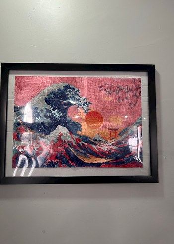 Çerçeveli Çok Renkli Dalga Manzarası Tablosu - Görsel 3