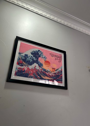 Çerçeveli Çok Renkli Dalga Manzarası Tablosu - Görsel 4