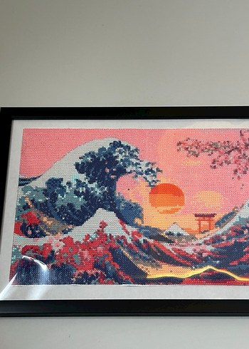 Çerçeveli Çok Renkli Dalga Manzarası Tablosu - Görsel 2