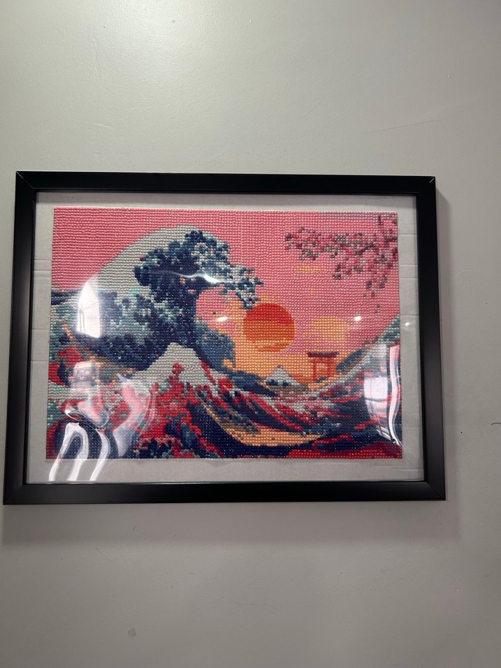 Çerçeveli Çok Renkli Dalga Manzarası Tablosu - Görsel 3