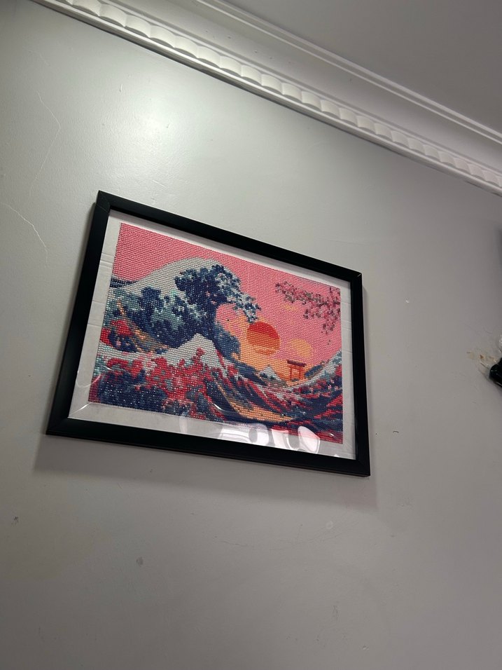 Çerçeveli Çok Renkli Dalga Manzarası Tablosu - Görsel 4