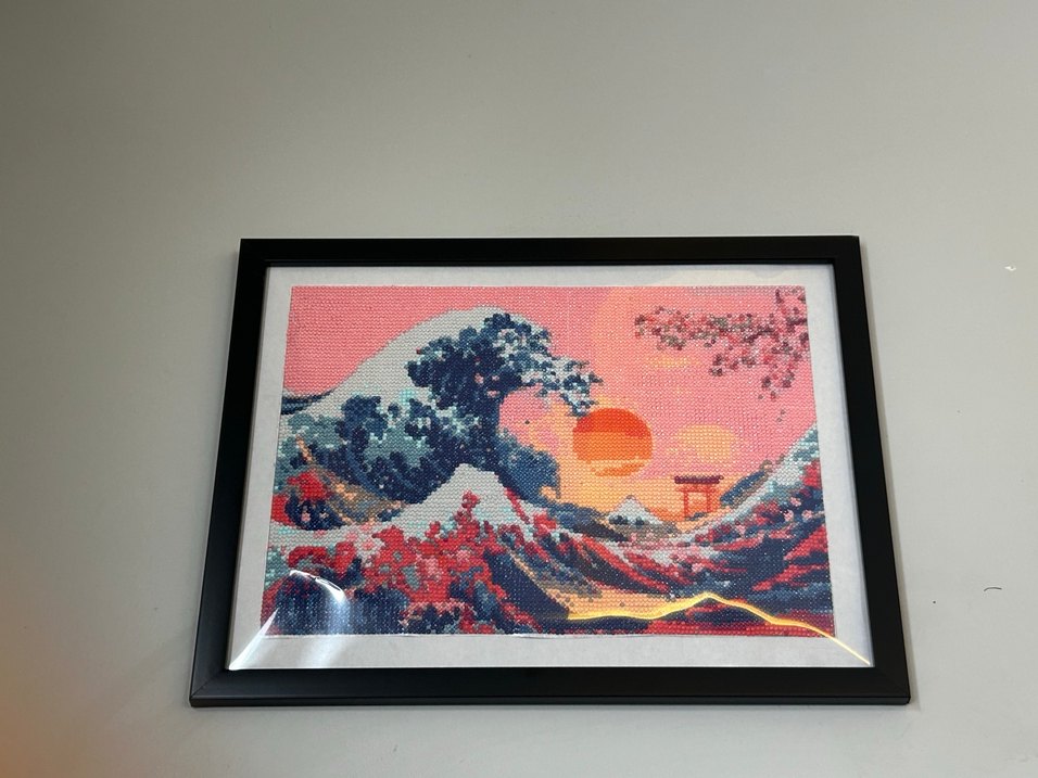 Çerçeveli Çok Renkli Dalga Manzarası Tablosu - Görsel 2