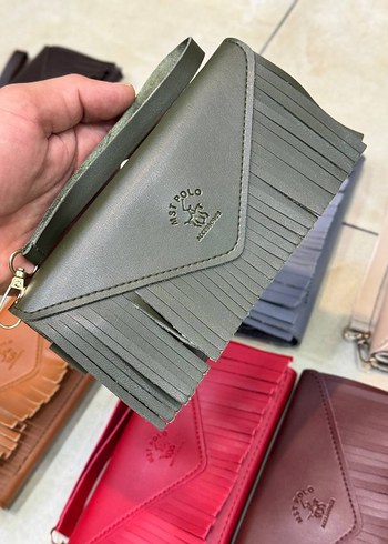 Gri Deri Püsküllü Kadın Cüzdan