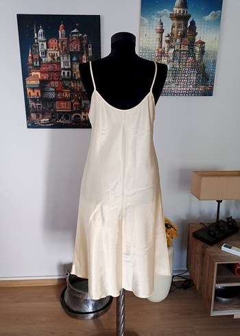 Diğer Uçuk sari Vintage Bohem Midi Askılı Gecelik