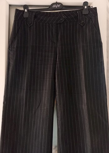 Antrasit Çizgili Kumaş Kadın Pantolon - Görsel 2