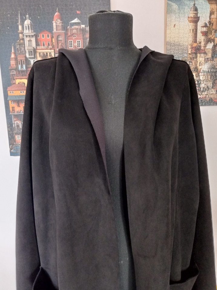 Nubuk dokulu Kapüşonlu hirka ceket - Görsel 2