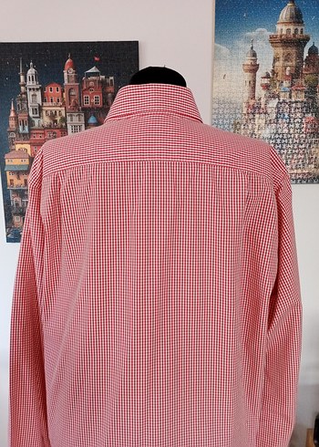 Kırmızı beyaz kareli Erkek Gömlek - Görsel 4