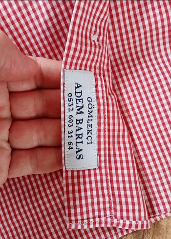 Kırmızı beyaz kareli Erkek Gömlek - Görsel 7