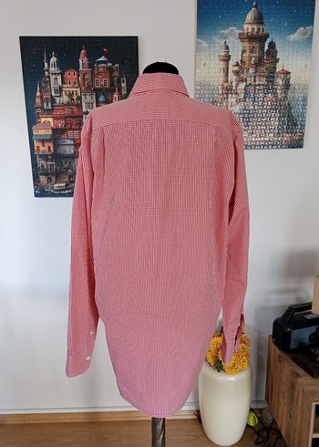 Kırmızı beyaz kareli Erkek Gömlek - Görsel 3