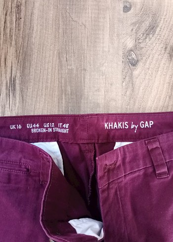 Bordo Dusuk bel pamuklu Kumaş Pantolon - Görsel 4