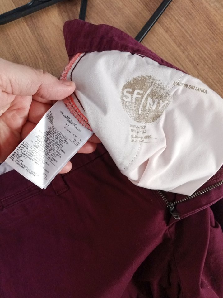 Bordo Dusuk bel pamuklu Kumaş Pantolon - Görsel 5