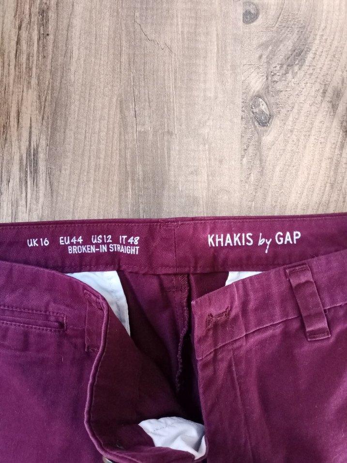 Bordo Dusuk bel pamuklu Kumaş Pantolon - Görsel 4