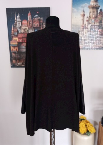 Siyah Deri Detaylı Uzun Kollu tunik - Görsel 4