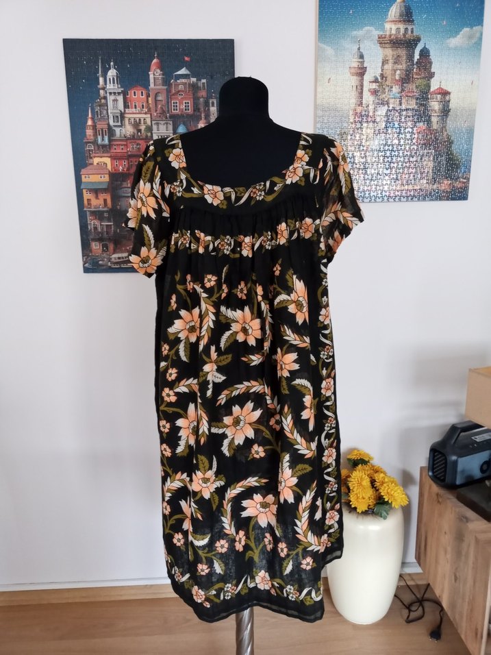 Bohem Tülbent Çiçekli Elbise - Görsel 2