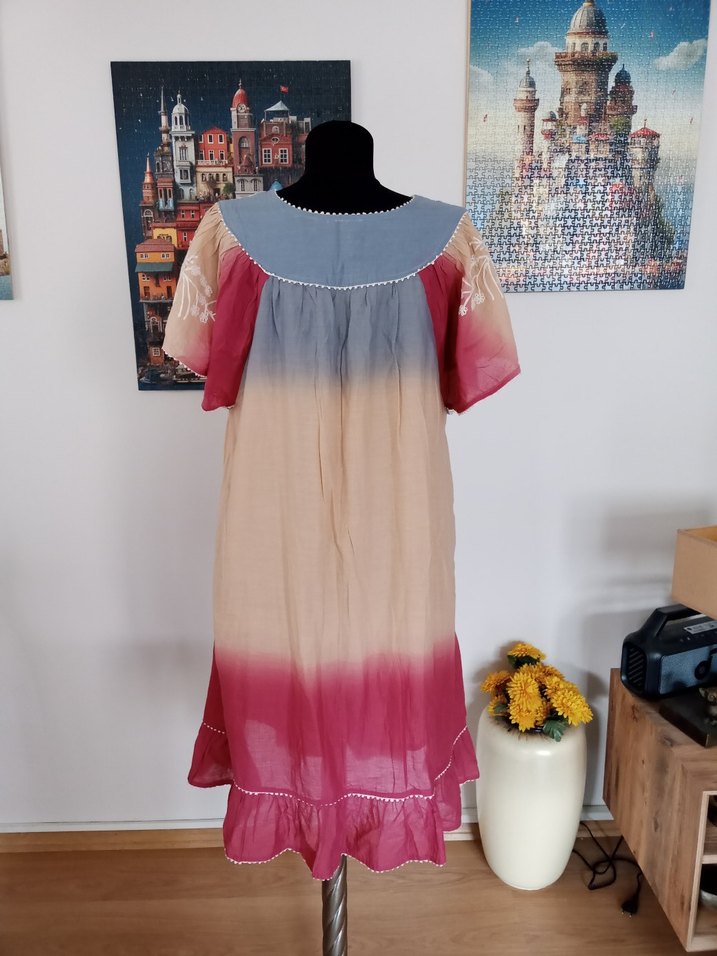 Bohem Çok Renkli Batik yazlık elbise - Görsel 3