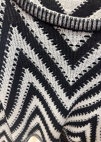 Gri Zebra Desenli Bohem Kadın Triko - Görsel 2