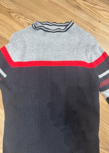 Kadın Gri Triko Boğazlı Uzun Kollu Kazak - Görsel 2