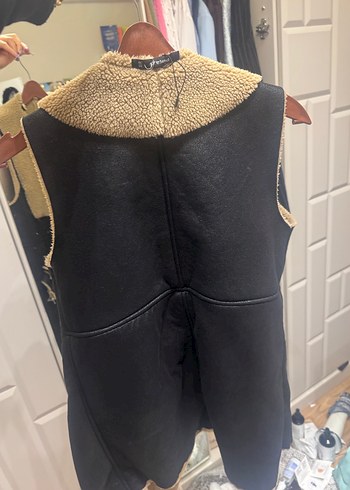 Kahverengi Süet Kürklü Kolsuz Ceket - Görsel 3