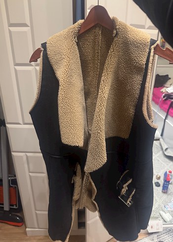 Kahverengi Süet Kürklü Kolsuz Ceket - Görsel 2