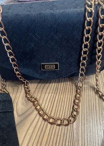 Zincir Detaylı Siyah Vakko Çanta - Görsel 2