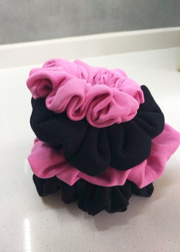 Pembe Penye Kumaş Lastikli Saç Tokası - Görsel 4